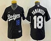 Youth Los Angeles Dodgers #18 Yoshinobu Yamamoto Number Black Turn Back The Clock Stitched Cool Base Jersey1,baseball caps,new era cap wholesale,wholesale hats